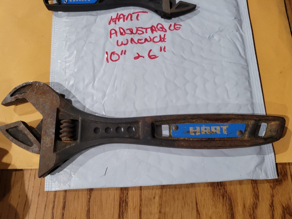 2 EA HART 10" & 6" ADJUSTABLE WRENCHES - GREAT BUY GREAT SHAPE