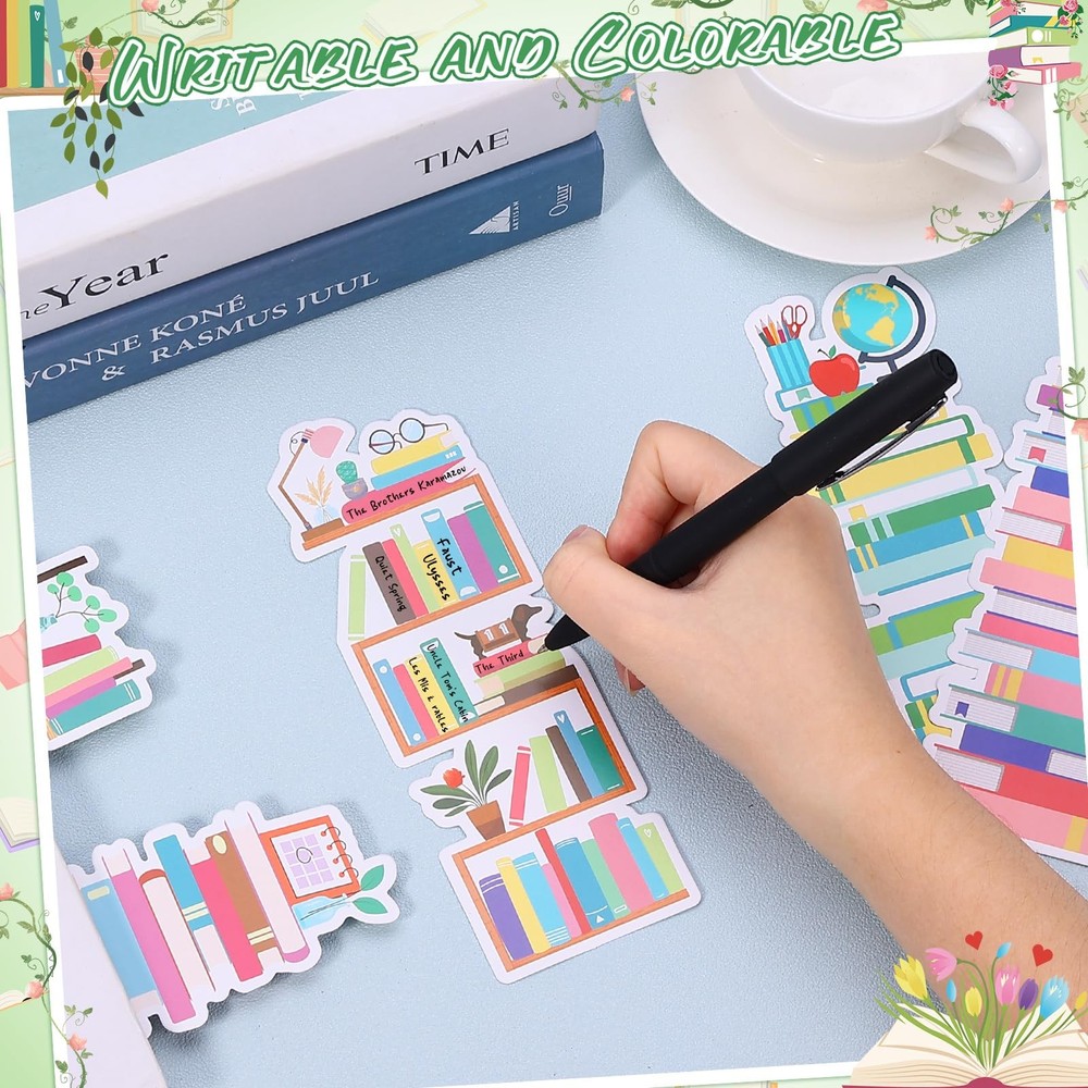 150 Pieces Book Tracker Bookmarks Bulk Bookshelf Design Double-Sided Reading ...