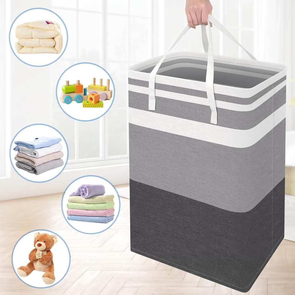 3-Pack Laundry Basket, Freestanding＆Waterproof Laundry Hamper, Collapsible Tall