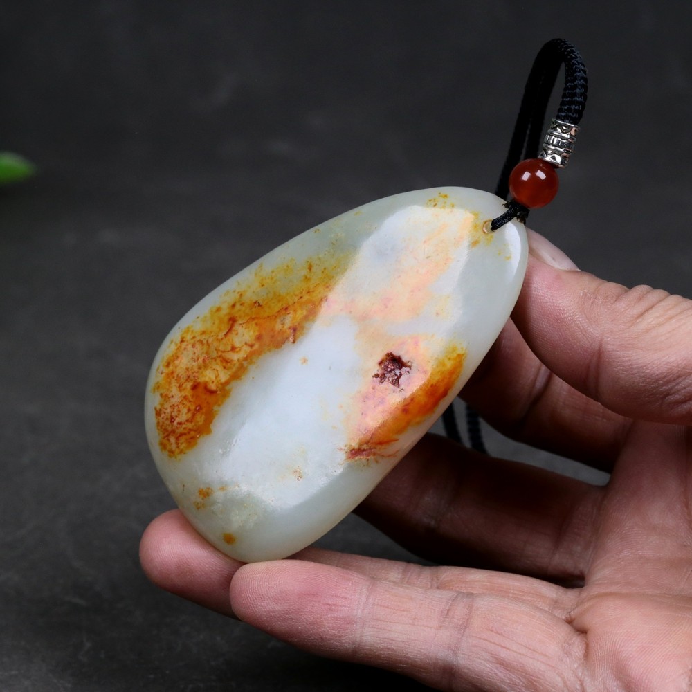 80G 100% Certified 100% Hetian jade Raw stone~和田玉油性洒金皮籽料原石