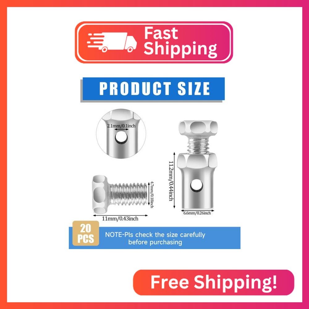 20 Pack 1/8" Universal Throttle Cable Ends Stop Throttle Brake Cable Parts Lock