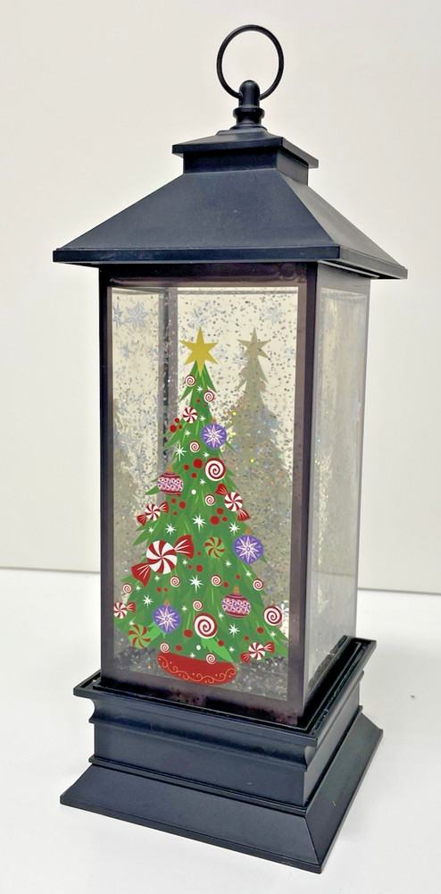 Christmas Snow Globe Lantern Light With Tree Disney Sparkles WORKS
