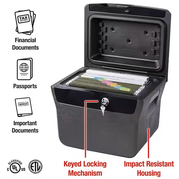 SentrySafe Fireproof Waterproof Safe 0.66 cu ft Locking File Box Document Money
