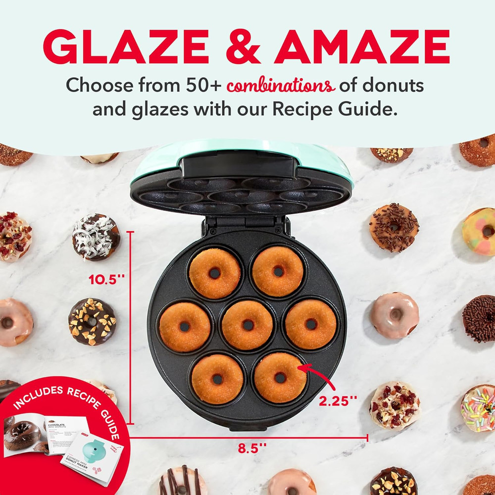 Express Mini Donut Maker - Homemade Dessert Maker - Features Double-Sided, Non-S