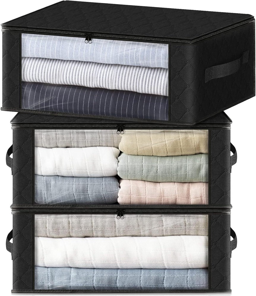 HomeHacks Storage 3-Pack Clothes Organizer Storage Bags Foldable Storage Box