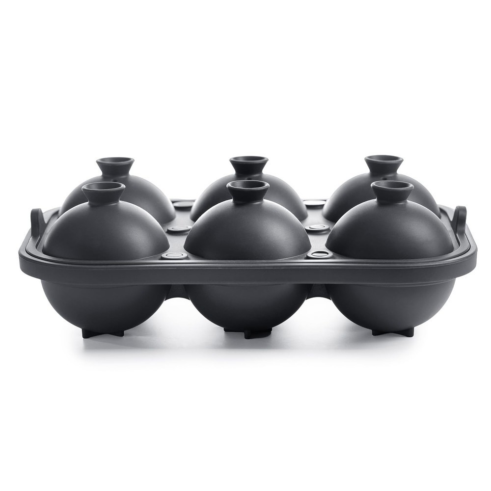 Ice Cube Molds – Large Silicone & Sphere Mold Combo with Large, Charcoal