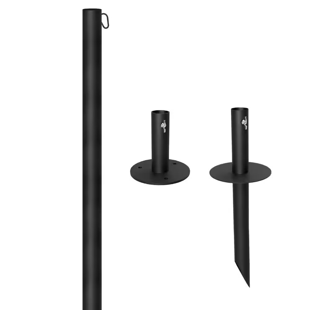 Single 10 Ft. String Light Pole (Black)