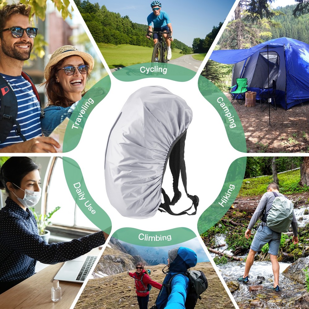 75L-85L Backpack Rain Cover with A Vertical Reflective Strap [Silver]