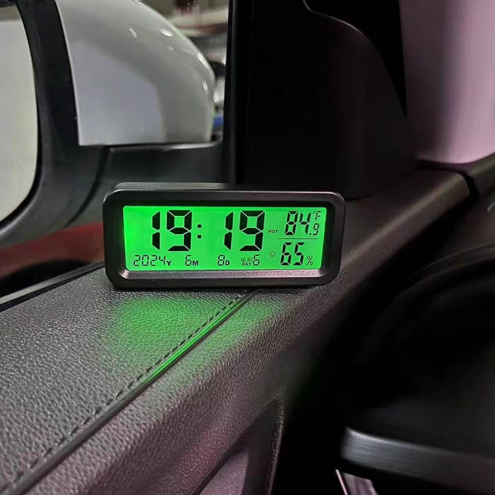 Car Dashboard Clock with Automatic Backlight at Night(Green & Blue), Temperat...