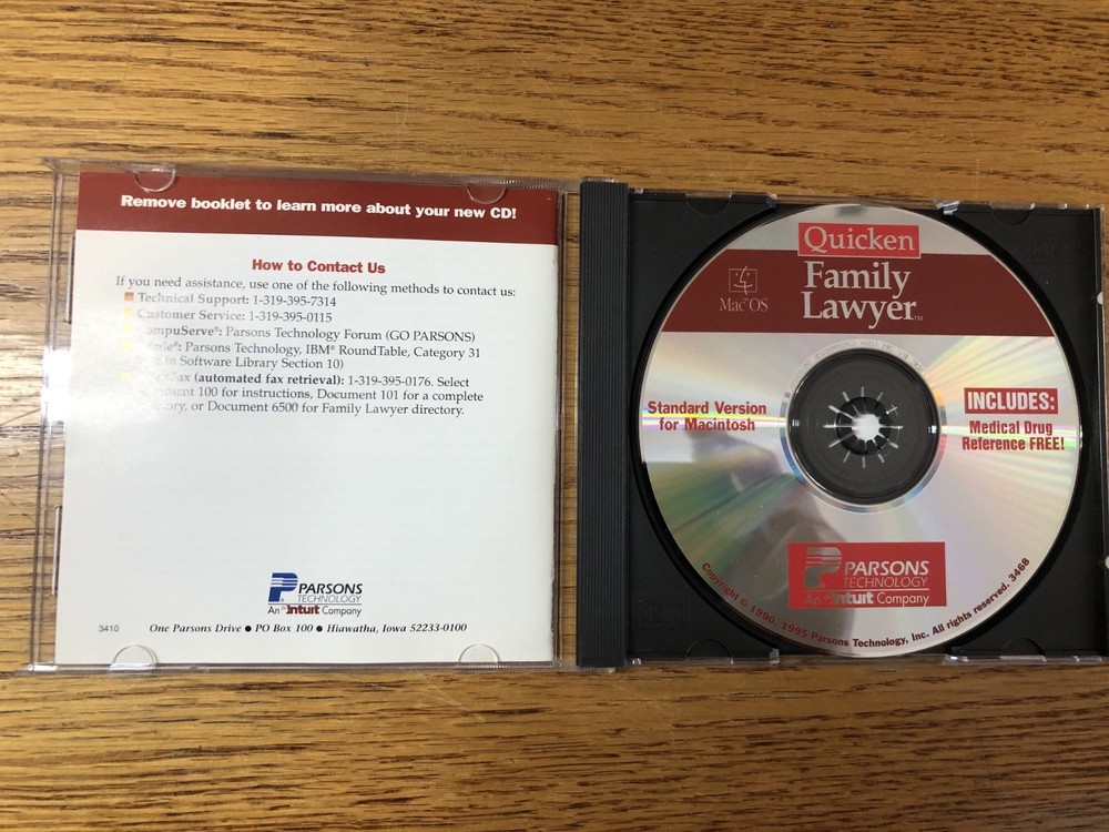 Quicken Family Lawyer Disc / Macintosh Computer Software