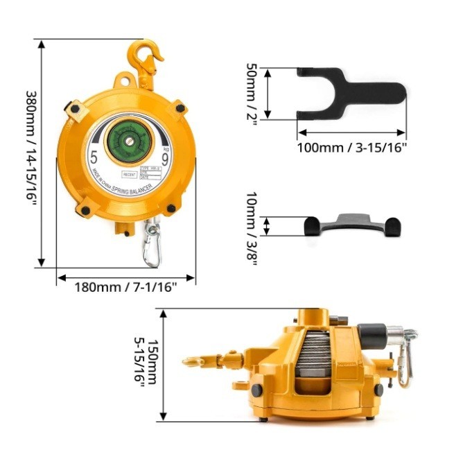 2 Pack QWORK Tool Balancer 11-19 lbs Retractable w/ 5 Ft Long Wire Rope & Hook
