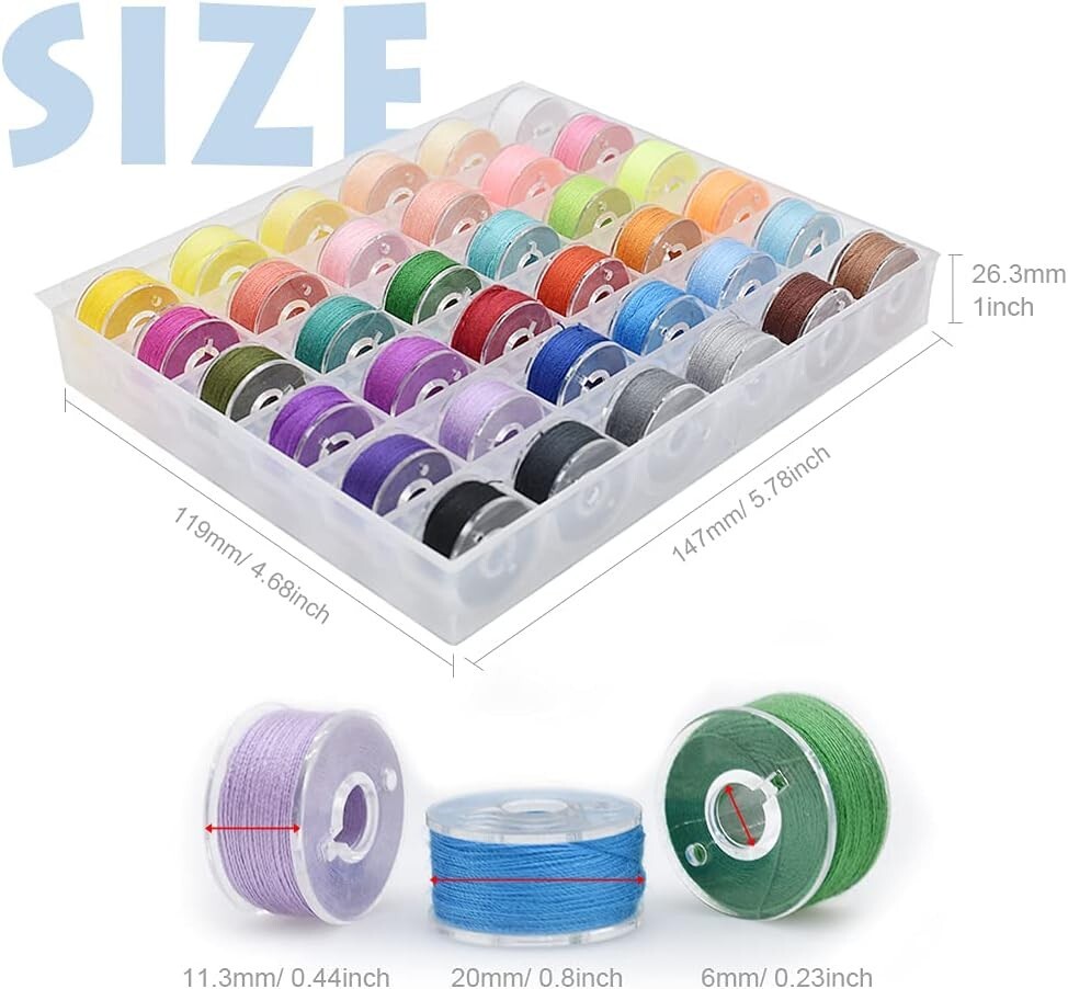 72Pcs Bobbins Sewing Threads Kit, 36 Colors Spools 360Yards per Polyester Thread