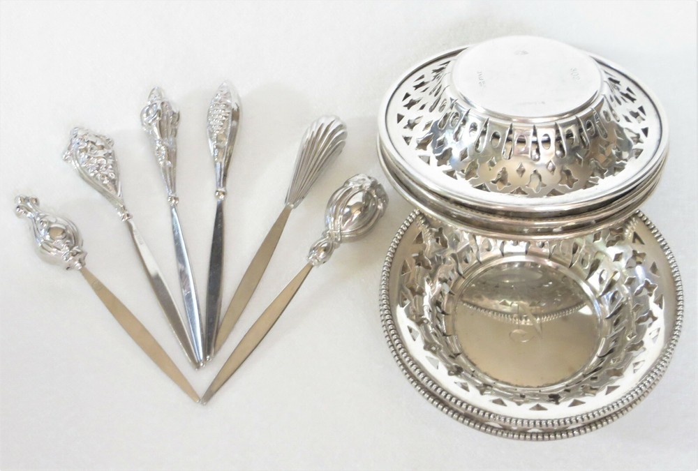 Antique Mauser Sterling Dish Set for Desserts