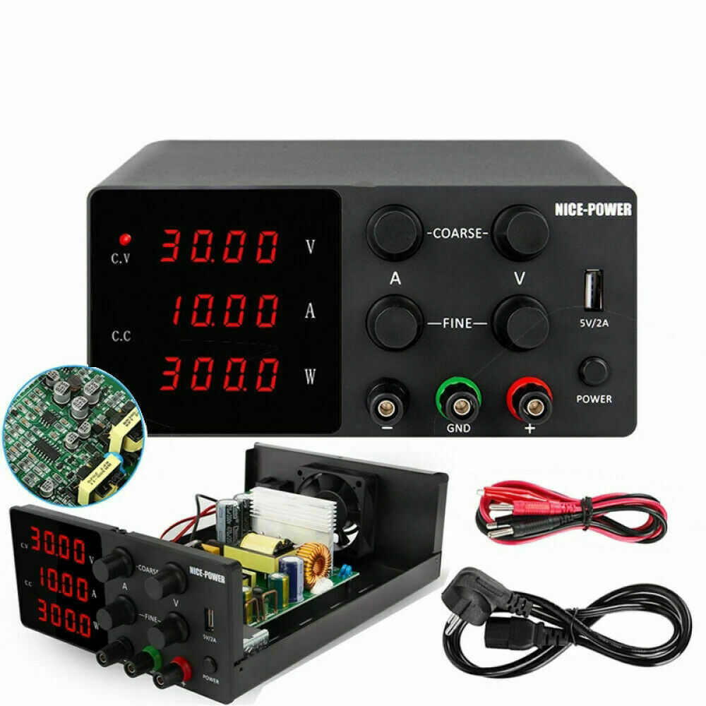 Regulated DC Laboratory Power Supply Adjustable Lab 30V 10A Voltage Regulator