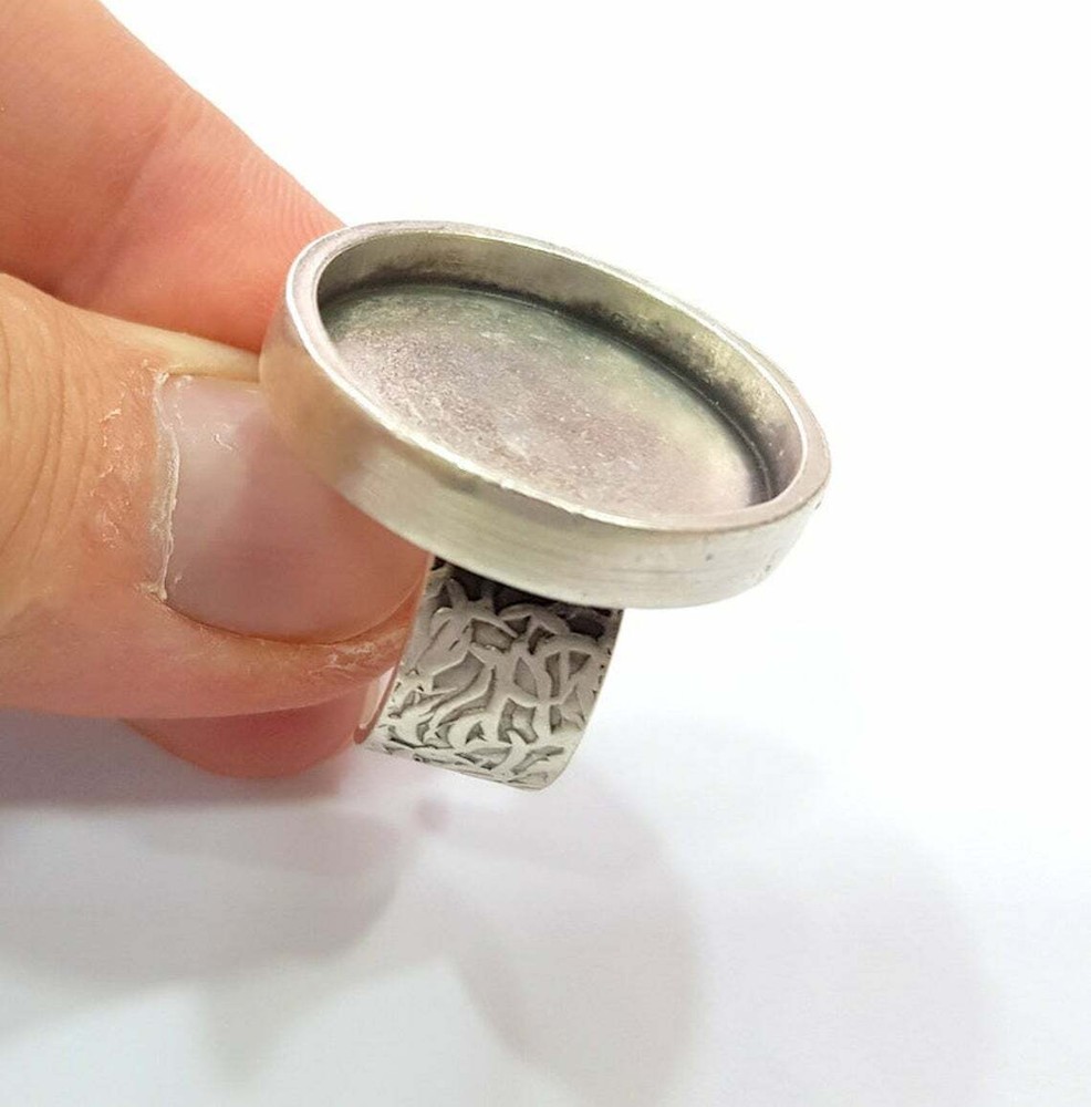 Round Blank Ring Base Bezel inlay Backs Mountings Setting Adjustable Silver