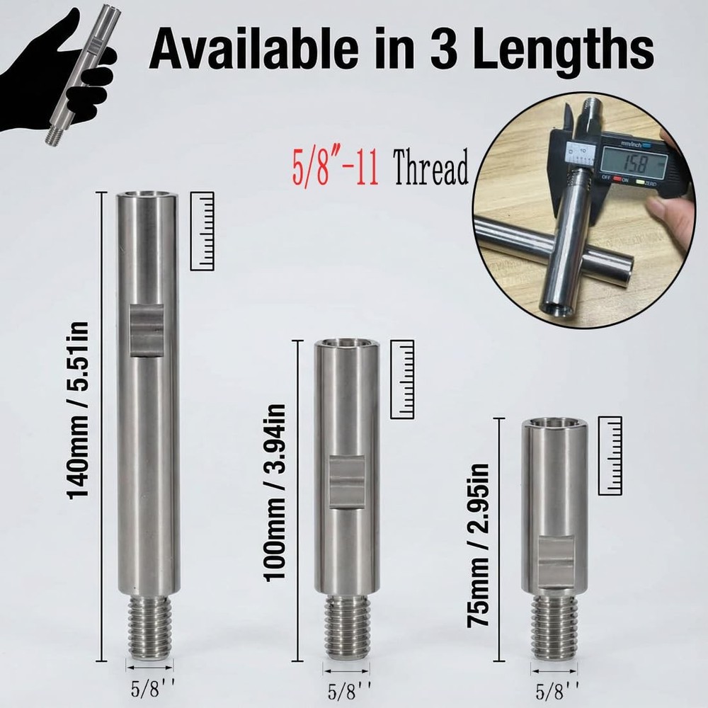 Luo ke 3 Pcs 5/8'' - 11 Thread Angle Grinder Shaft Extension Rods