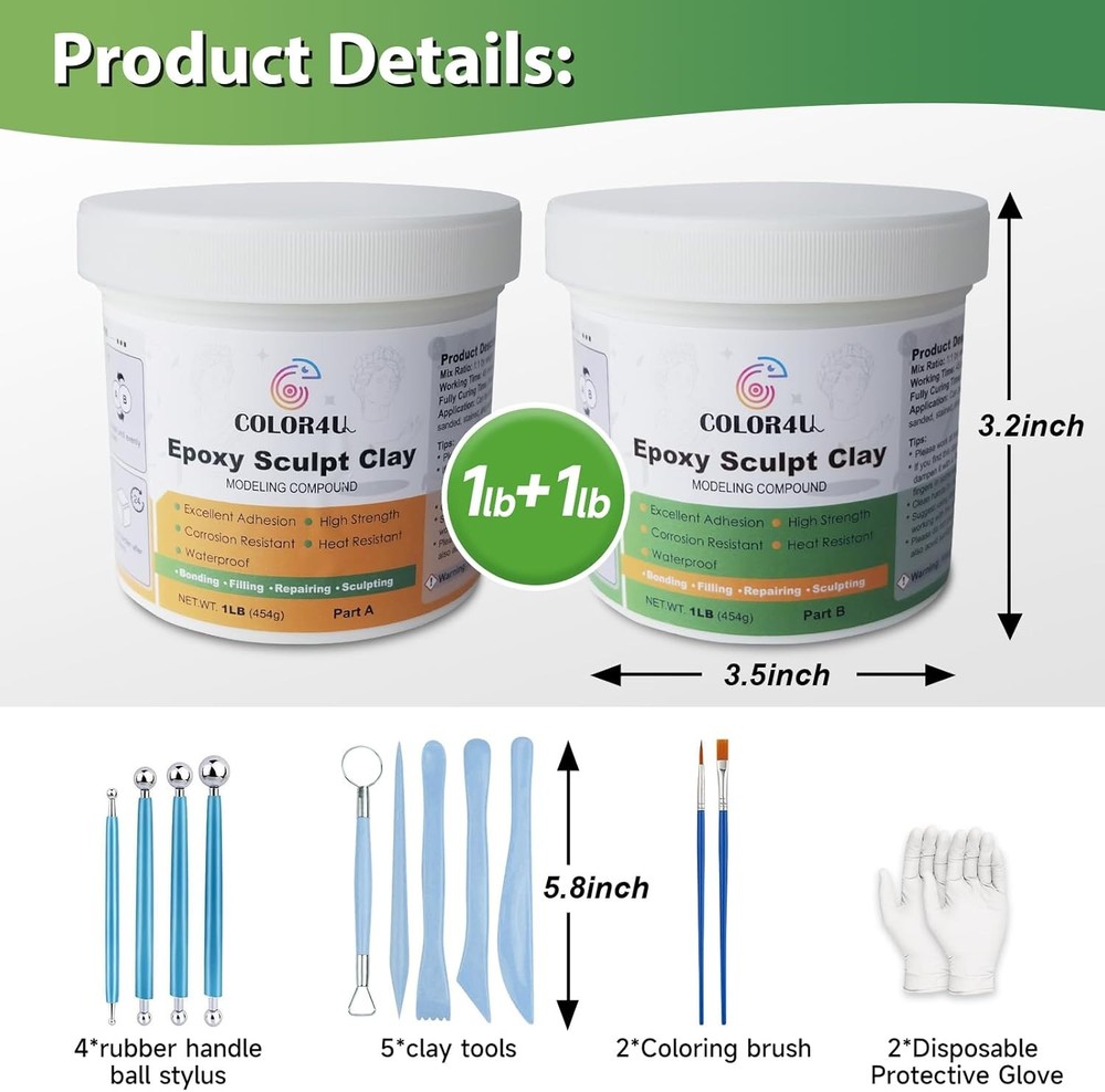 Epoxy Sculpting Clay, 2 lbs White Epoxy Putty