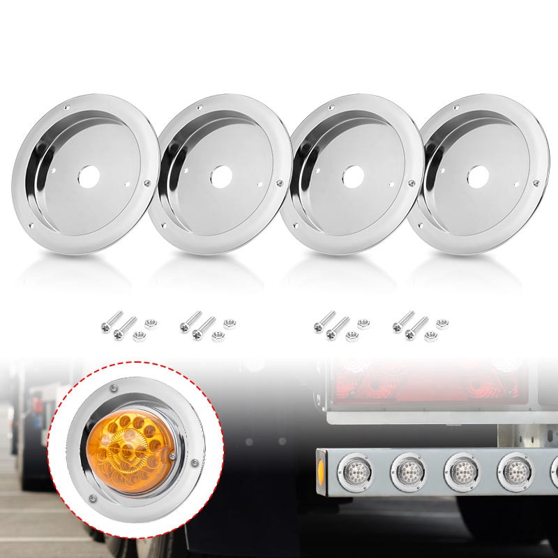 4 x For Universal Watermelon Bunk LED Light Adapter Kit Mounting Bracket Chrome