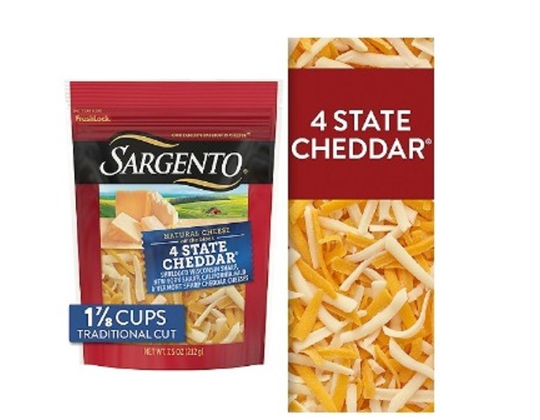 Sargento Shredded 4 State Cheddar Natural Cheese, 7.5 oz (2 Pack)