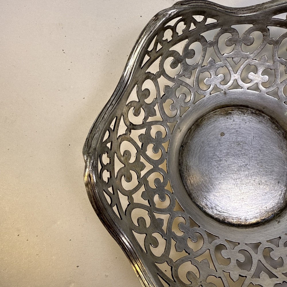 Vintage Silver Plated Pierced Small Bowl. Hallmarks. England
