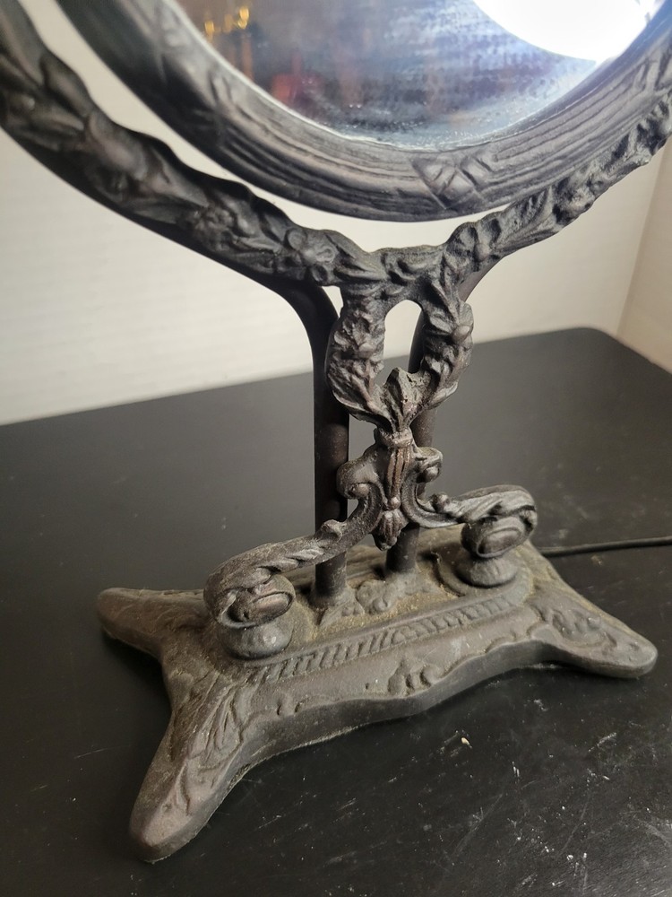 Vintage Cast Iron Cherub Vanity Mirror Lamp