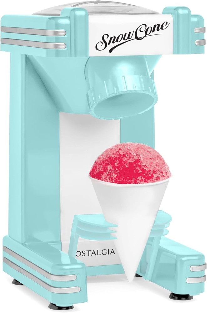 Snow Cone Machine W/ 2 Reusable Plastic Cups & Ice Scoop Easy Serving- Retro