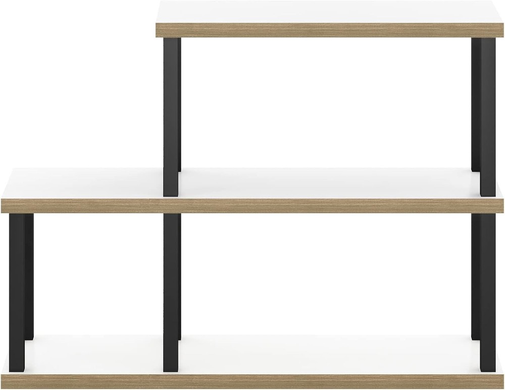 Turn-N-Tube No Tools Decorative Display Shelf 3-Tier Ladder Solid White/Black