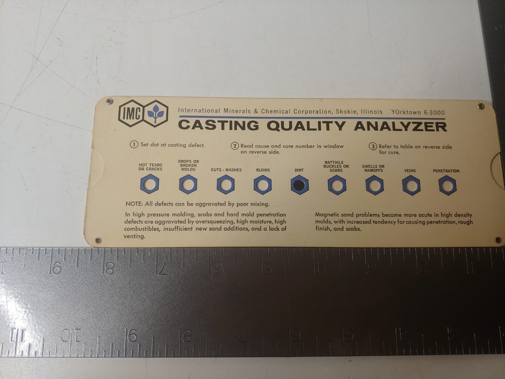 IMC Casting Quality Analyzer Slide Rule