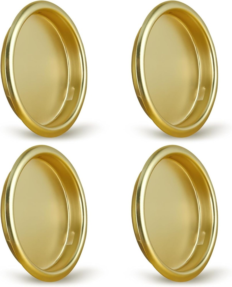 4 Pack Brushed Brass Door Finger Pulls - Elegant, Easy Snap-In Installation