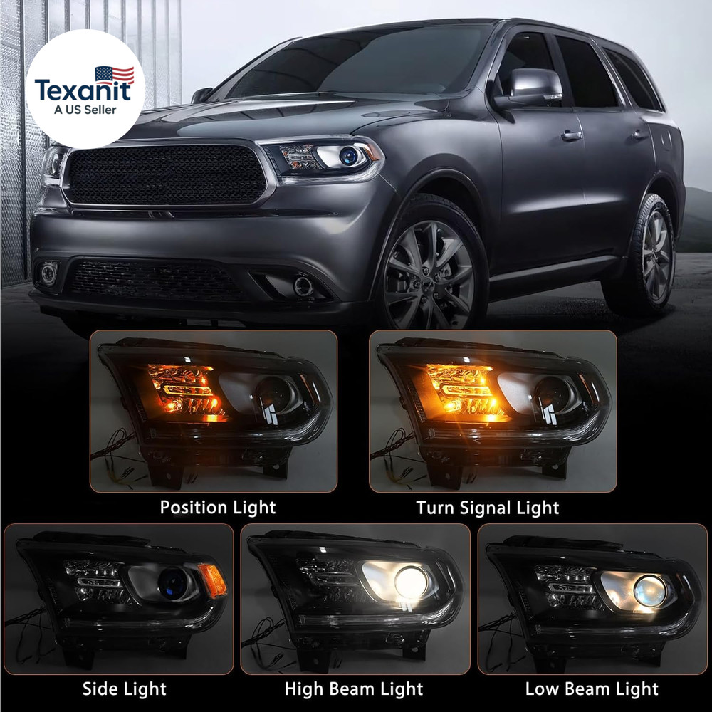 Halogen Headlight Assembly Compatible with Dodge Durango 2014-2020 Replacement B