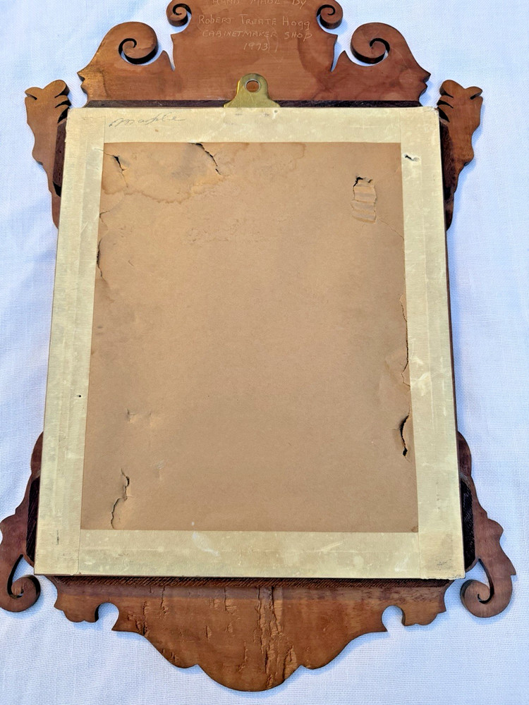 Signed Robert Treat Hogg 1973 Benchmade Maple Chippendale Mirror