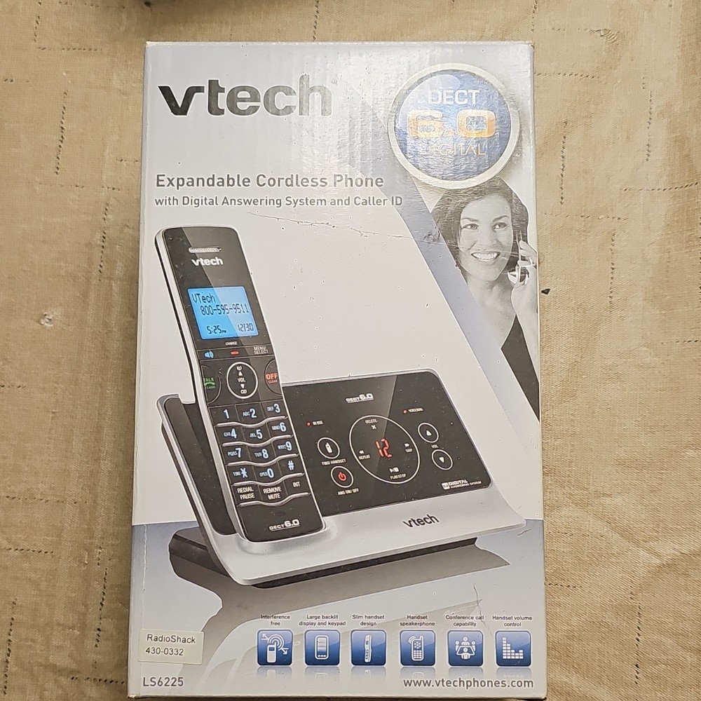 VTech LS6225 DECT 6.0 Cordless Phone System Black Silver Answering Caller ID