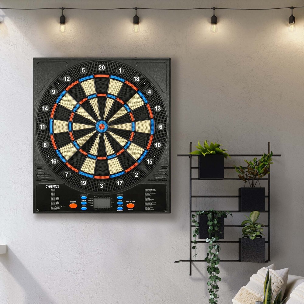Cyeelife 18in Square Electronic Scoring Dartboard for Soft tip Darts Set