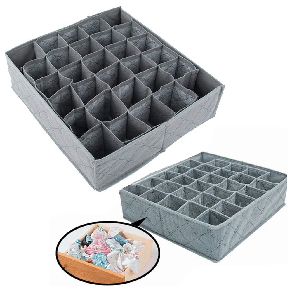 30 Cell Foldable Drawer Organizer for Underwear, Socks & Bras Storage