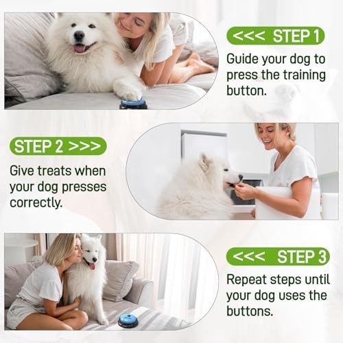 Recordable Dog Communication Buttons - 8 Pack Talking Training Set with Mat & Br