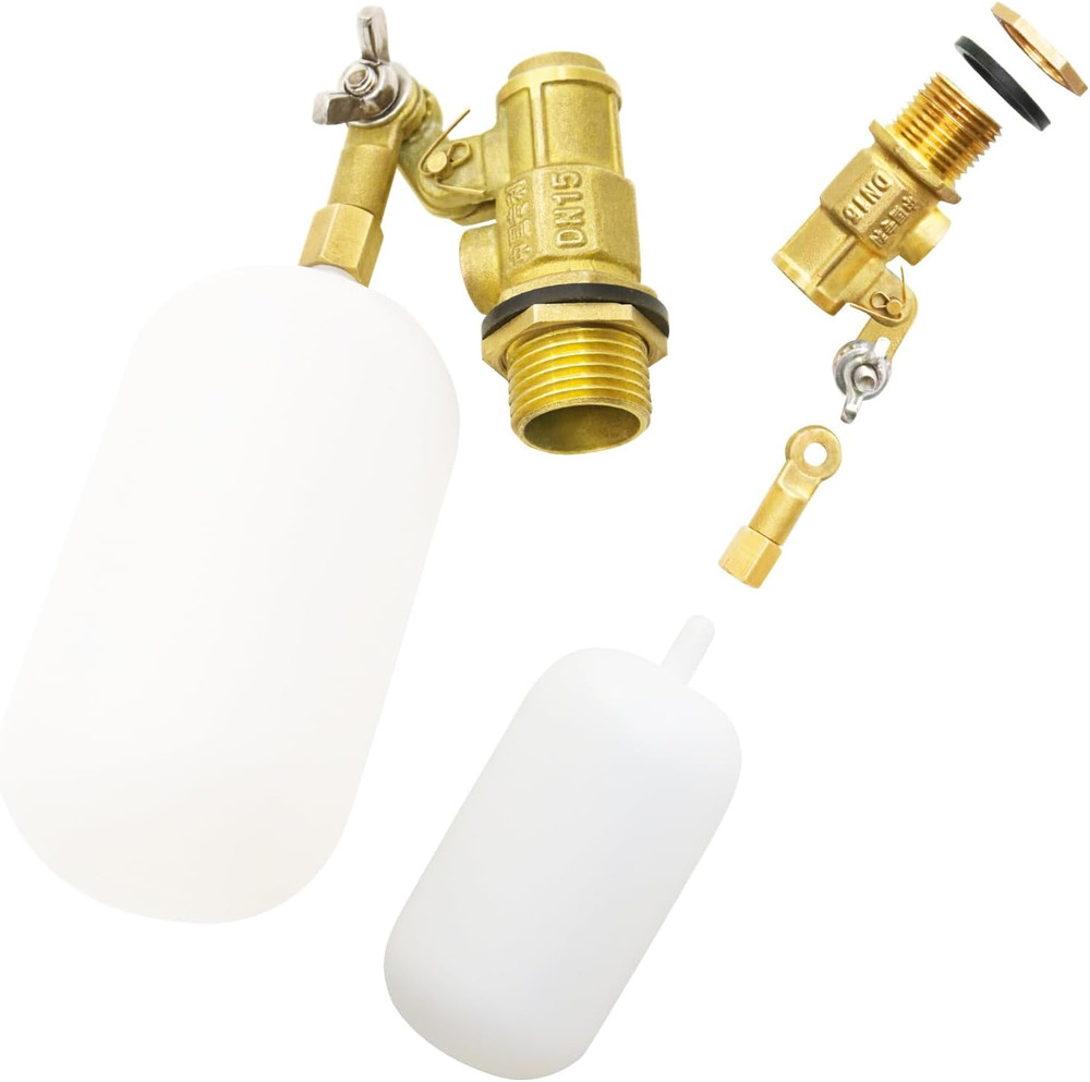 2 Pack Brass Float Valve 1/2 Inch,With Adjustable Arm Automatic Fill Float Valve