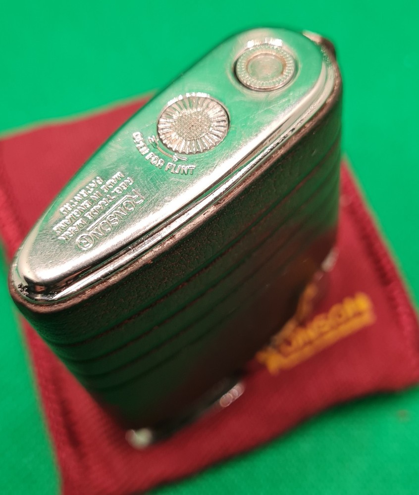 60 Years Old + Astounding Condition Ronson Gas Lighter Leather Bound Working
