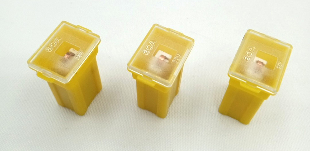 (3Pcs) 60A 32V Yellow Female Mini Fuses