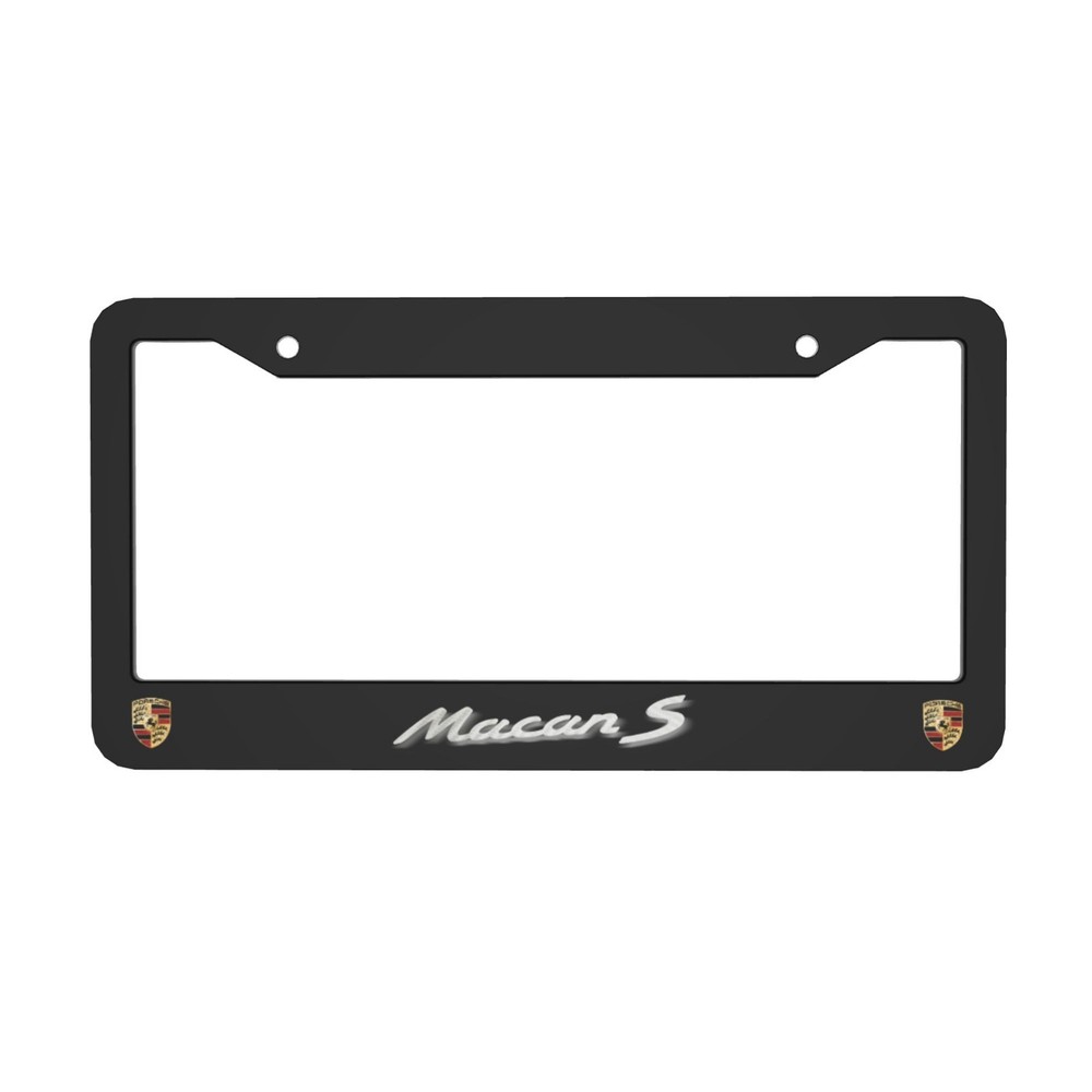 Porsche  2 Pack 2 Holes Solid Aluminum License Plate Frame Holder Black