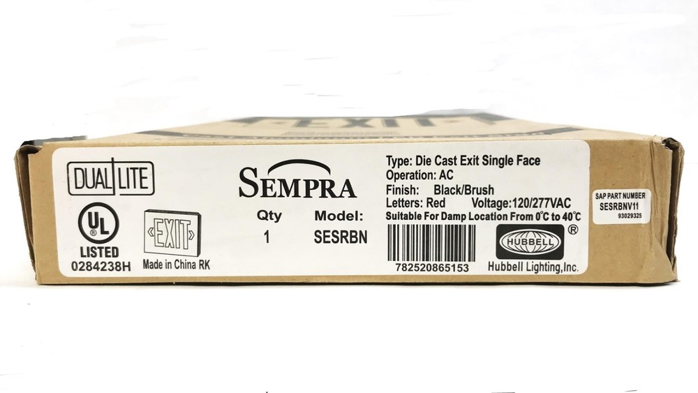 Hubbell Lighting Cast Aluminum LED Exit Sign SESRBNV11 NOS