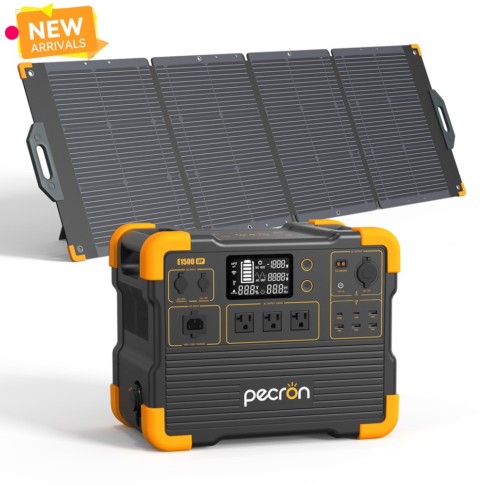 PECRON E1500LFP Portable Power Station 2200W 1536Wh Generator + 200W Solar Panel