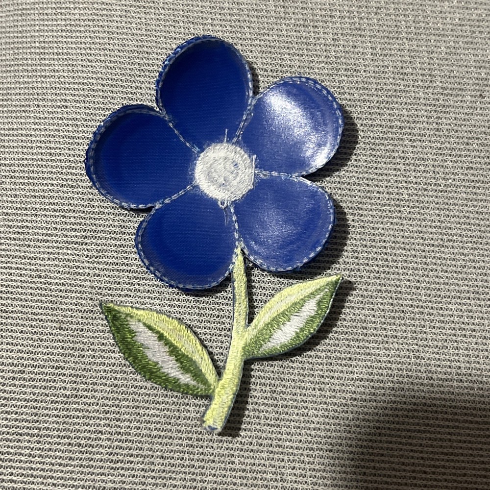 Flower Patch - blue (iron-on) 2 x 2.5 inches