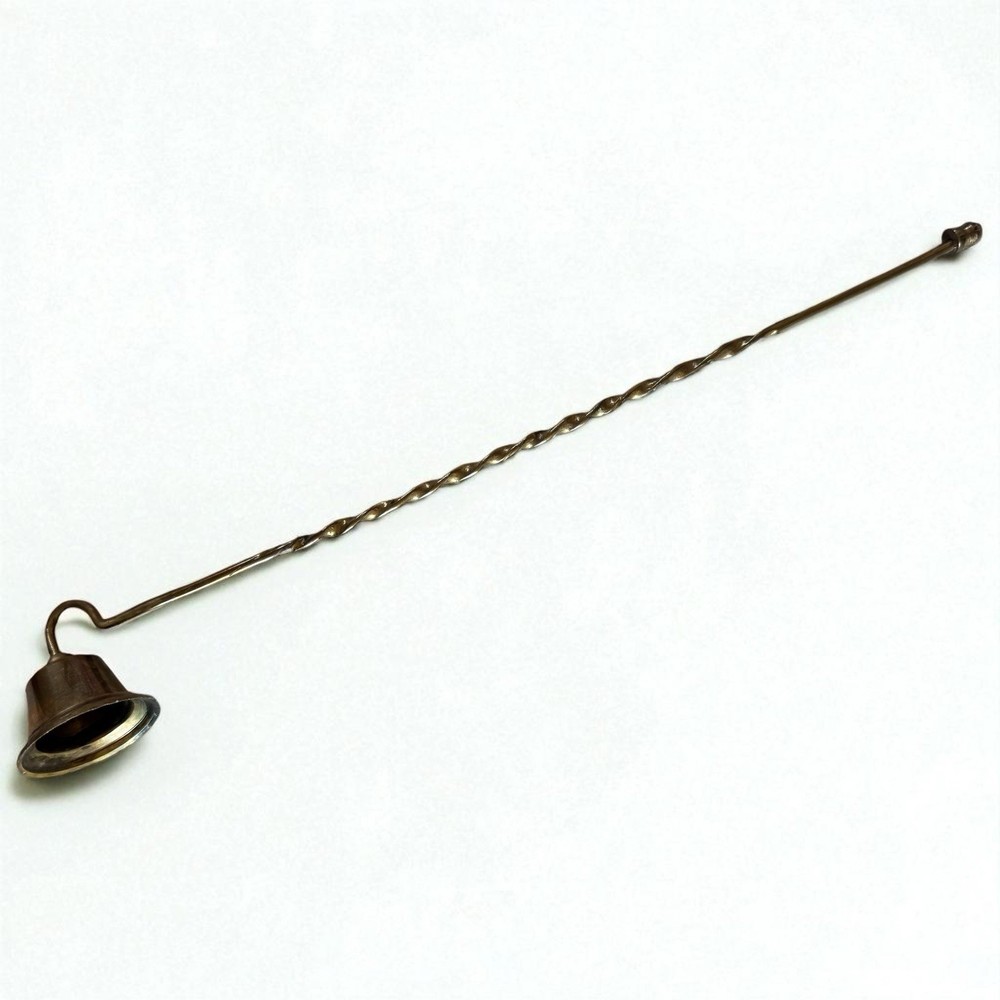 Vintage Solid Brass Twisted Metal Handle 10” Candle Snuffer