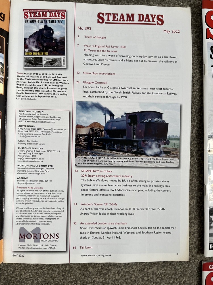 Steam Days Magazine, 2022, 7x Misc Issues,