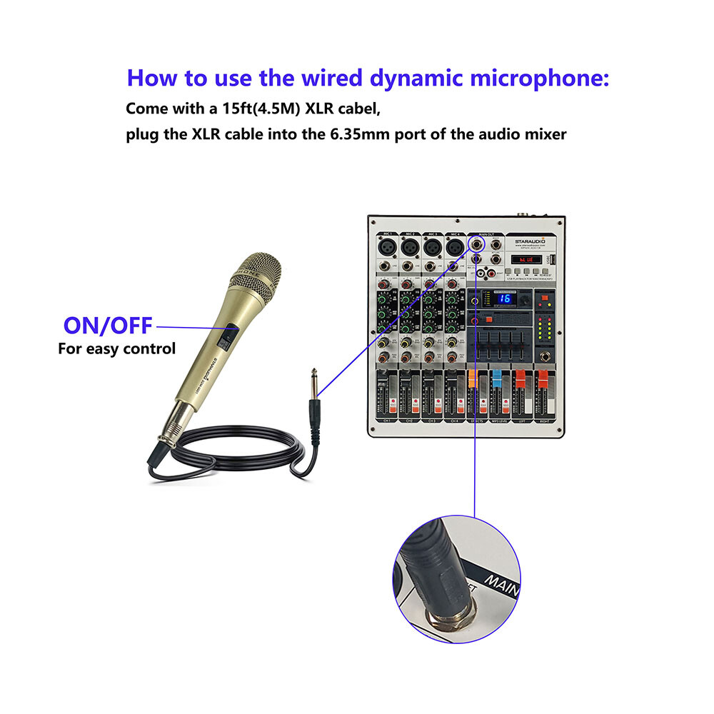Audio Wired Handheld Microphone Dynamic Microphone W/ XLR Cable Mic Karaoke Mic