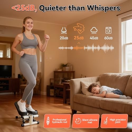 Adjustable Resistance Mini Stepper for Home Exercise - LCD Display, Quiet & Smoo