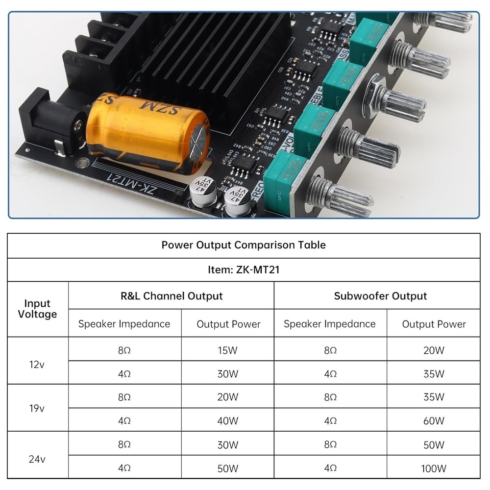 Bluetooth Power Amplifier Board with Subwoofer Audio Power Amplifier Module