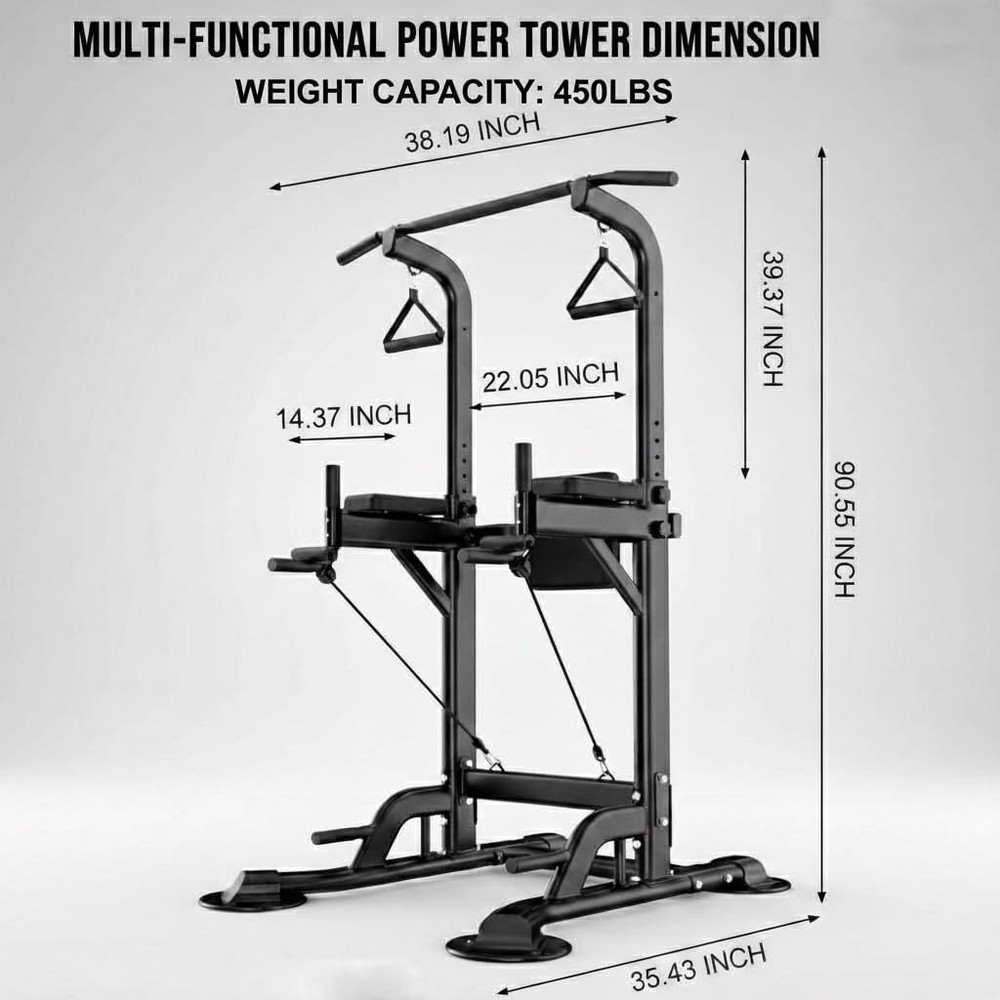 Power Tower Pull Up Bar Dip Station Assistive Trainer Multi-Function Home Gym