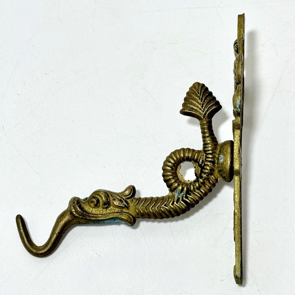 Victorian Inspired Ornate Vintage Solid Brass Wall Hook Serpent-Style Dual Faces