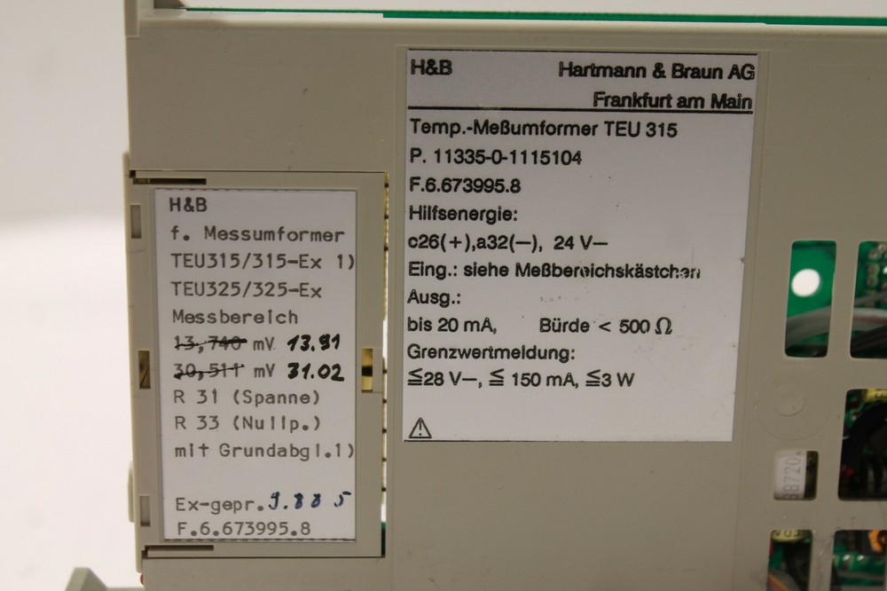 Hartmann & Braun H&B TEU315 Temperature Transmitter